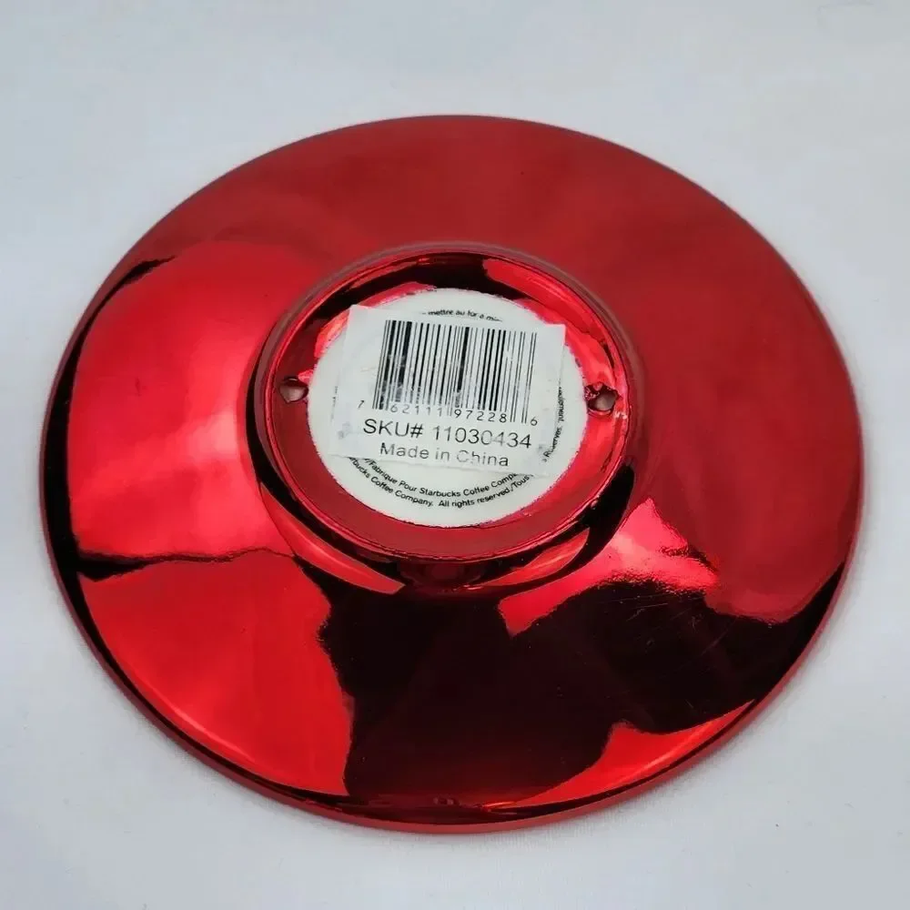 🔹️NWT Starbucks Metallic Red Espresso 3oz Cup & Saucer Set